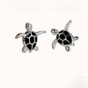 black Turtle Stud Earrings